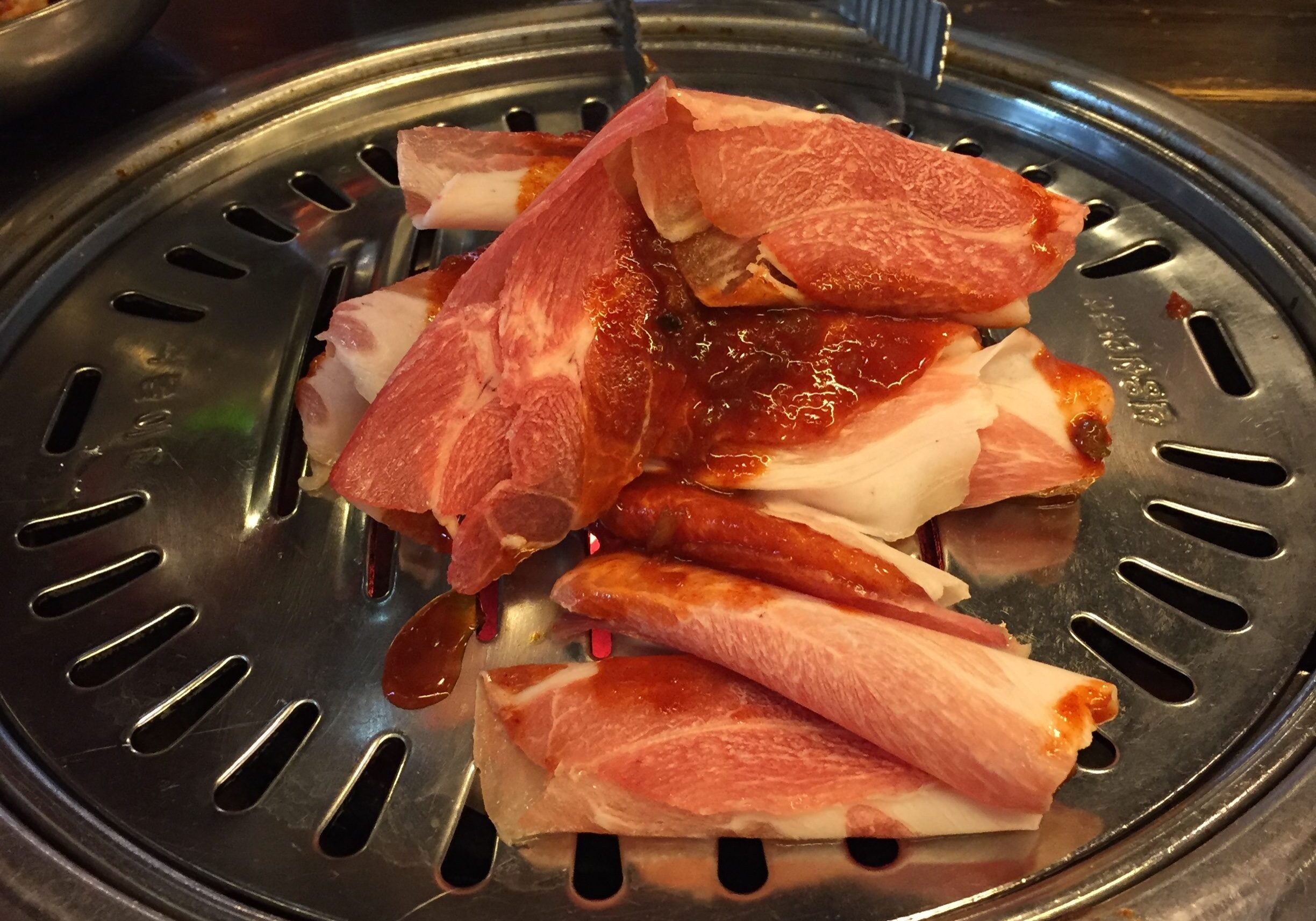 Bulgogi on briquet fire at New Village, Hongdae, Seoul