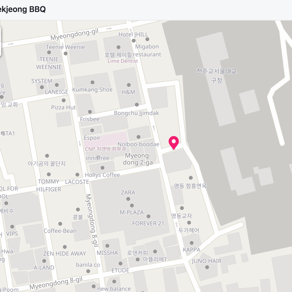 Google Map to Baekjeong Korean BBQ